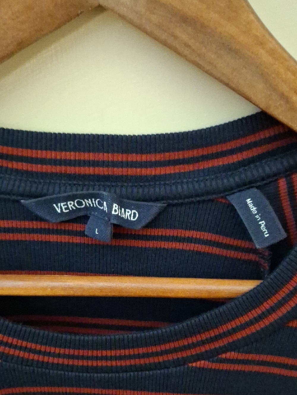 Veronica Beard Delano Navy & Burgundy Striped Puff Shoulder Top_1 - Picture 3 of 8